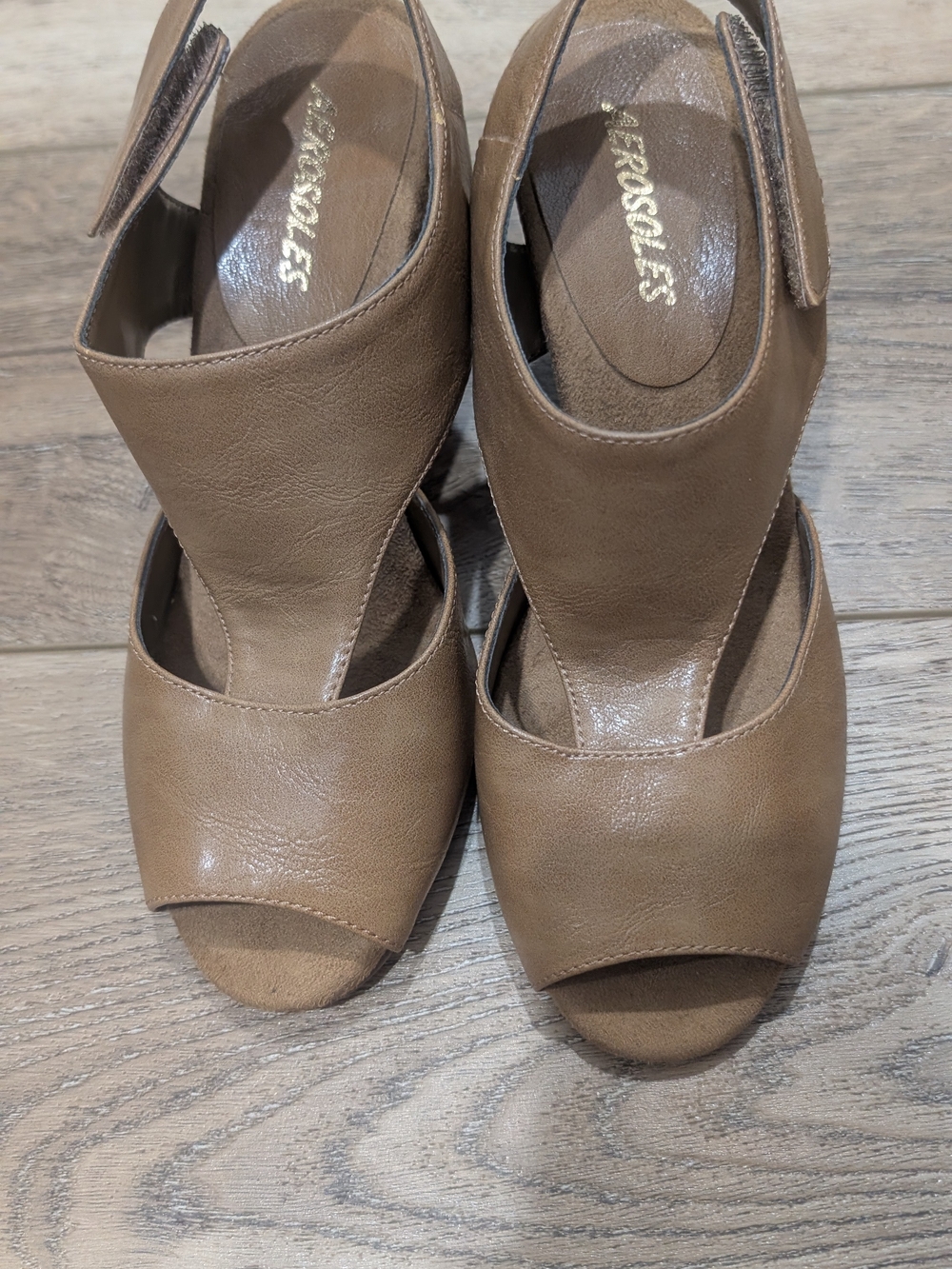 Naturalizer Taupe Cutout Peep-Toe Heel Sandals - Picture 9 of 9